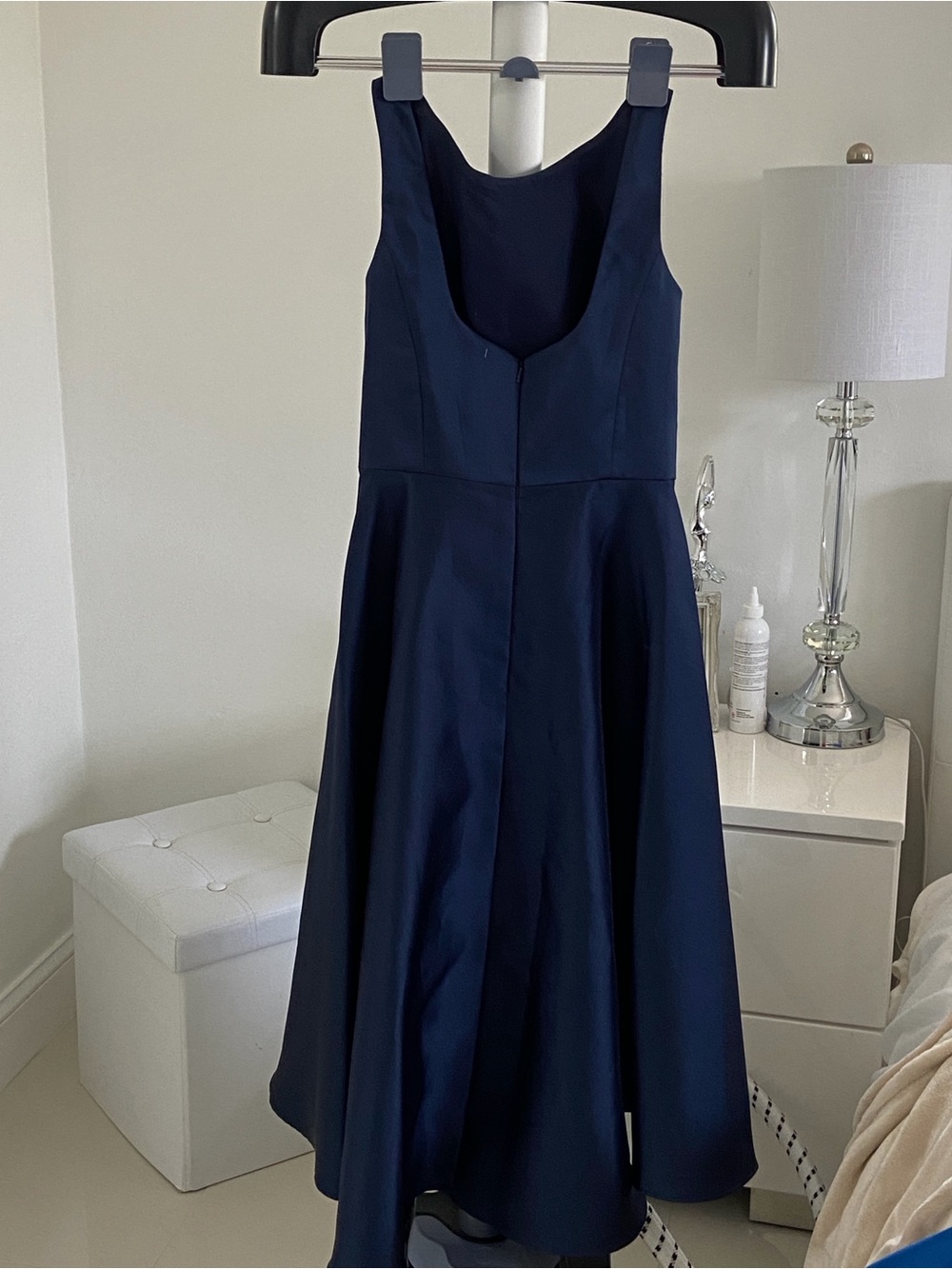 ALFRED SUNG Navy Sleeveless High-Low Fit-and-Flare Dress - Picture 5 of 10
